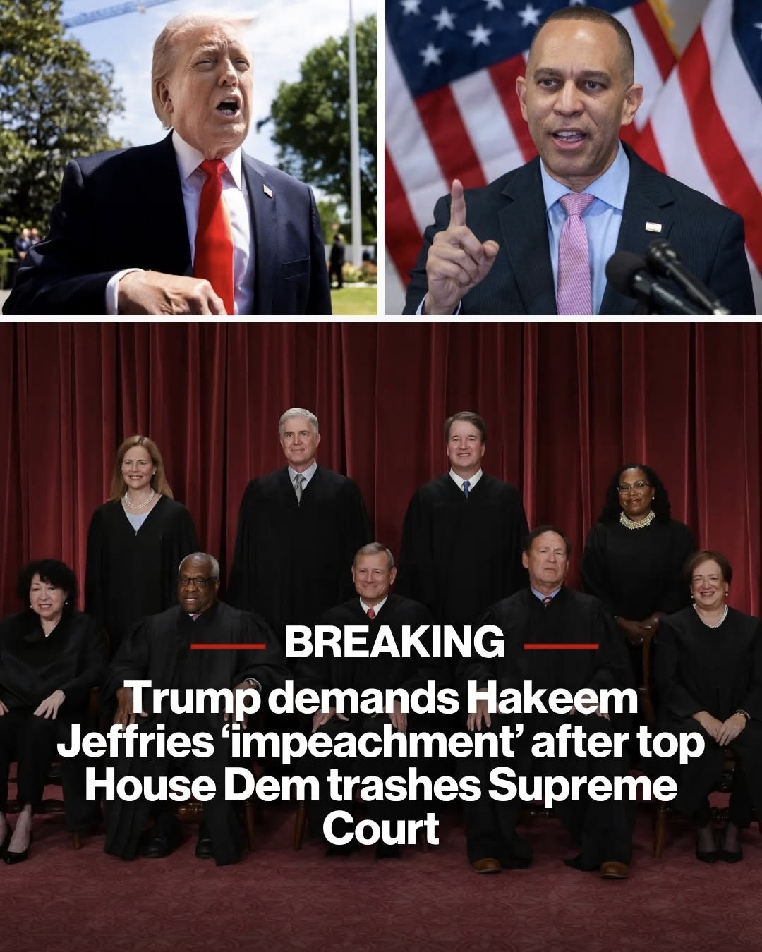 Trump demands Hakeem Jeffries ‘impeachment’ after top House Dem trashes Supreme Court