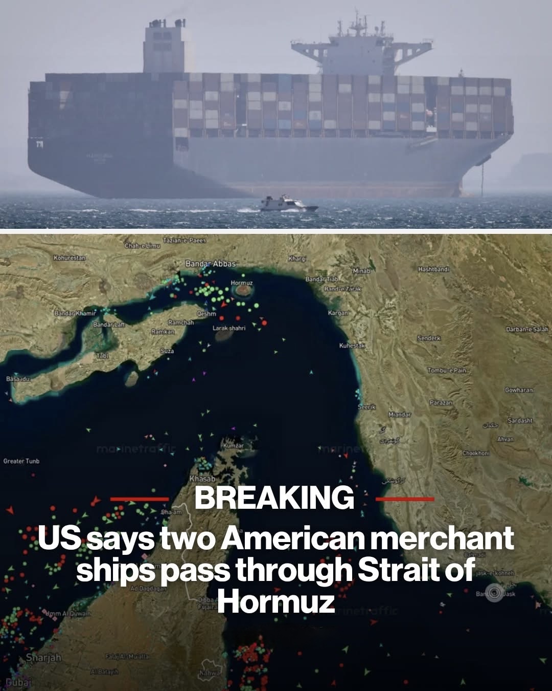 US says two American merchant ships pass through Strait of Hormuz